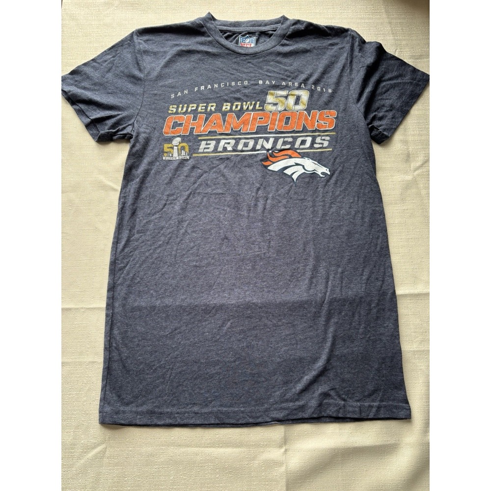 Youth NFL Denver Broncos Short Sleeve Shirt Super Bowl 50‎ Champions Gray Size M